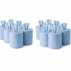 Centrefeed Blue and White 2-Ply Rolls – High-Absorbency Professional Cleaning Paper from Ambas Foods