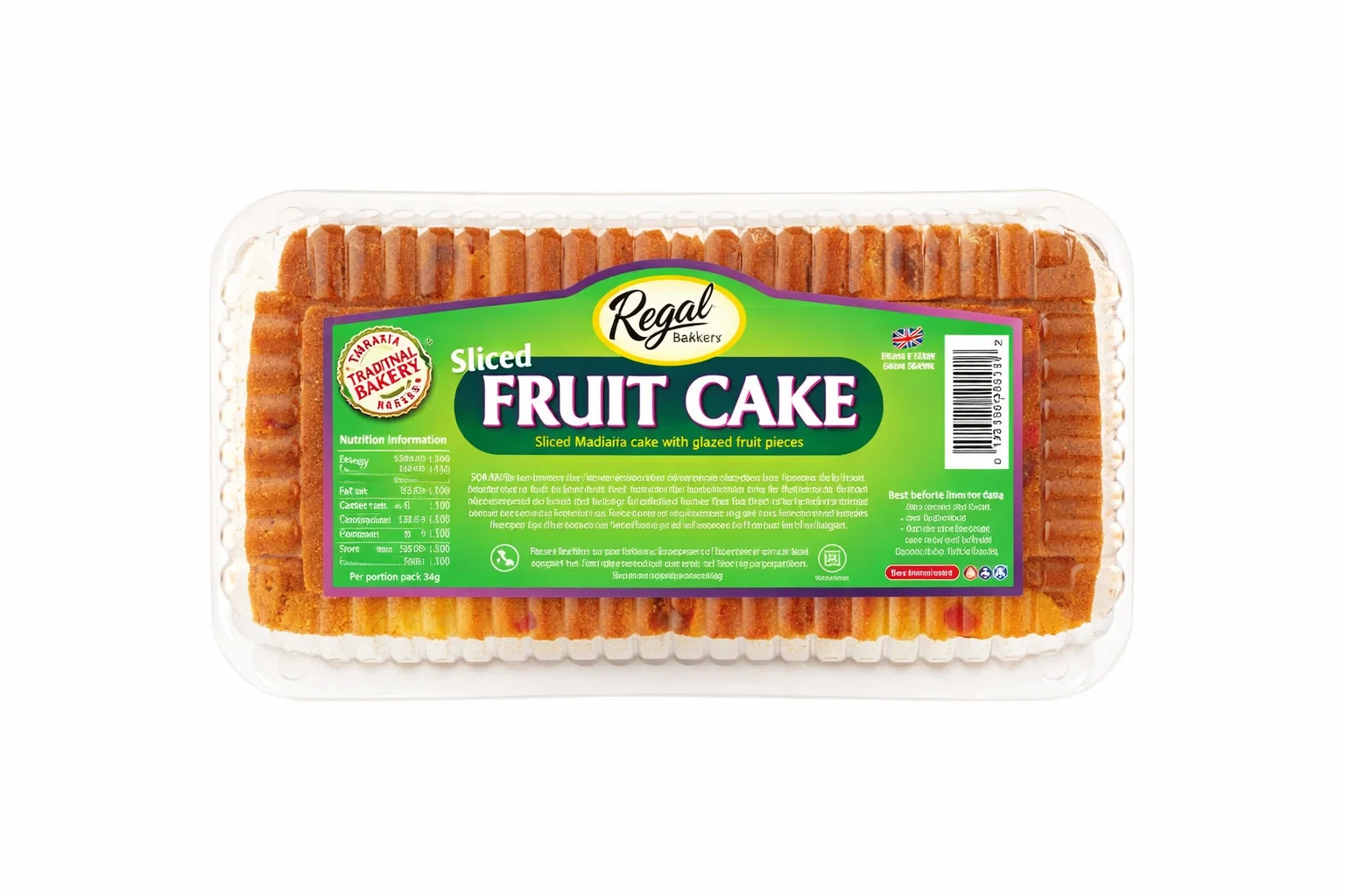 Regal Sliced Fruit Cake – Moist Golden Sponge with Sultanas and Cherries from Ambas Foods